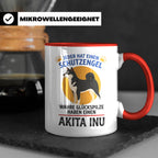 Akita Inu Tasse Schutzengel Glückspilz Spruch | Kaffeebecher – Rot [farbe:rot]