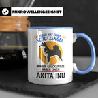 Akita Inu Tasse Schutzengel Glückspilz Spruch | Kaffeebecher – Blau [farbe:blau]
