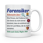 Forensiker Tasse mit lustiger Definition, Geschenk für Krimi – Weiß [farbe:weiß]
