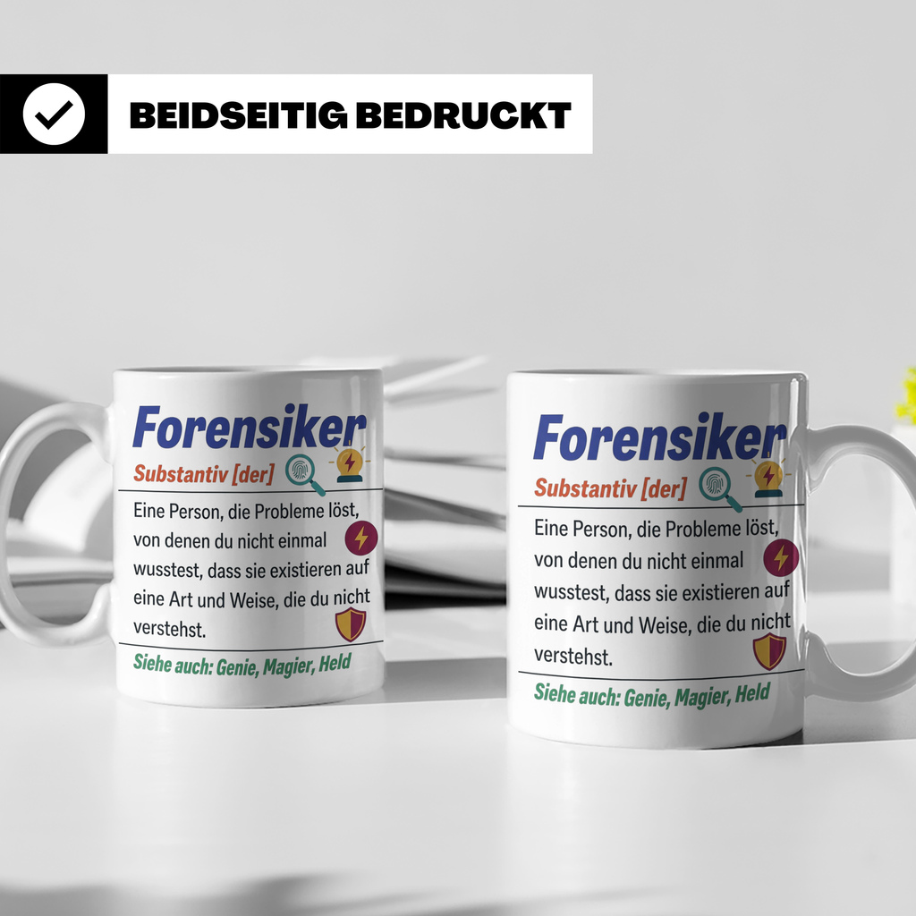 Forensiker Tasse mit lustiger Definition, Geschenk für Krimi – Weiß [farbe:weiß]