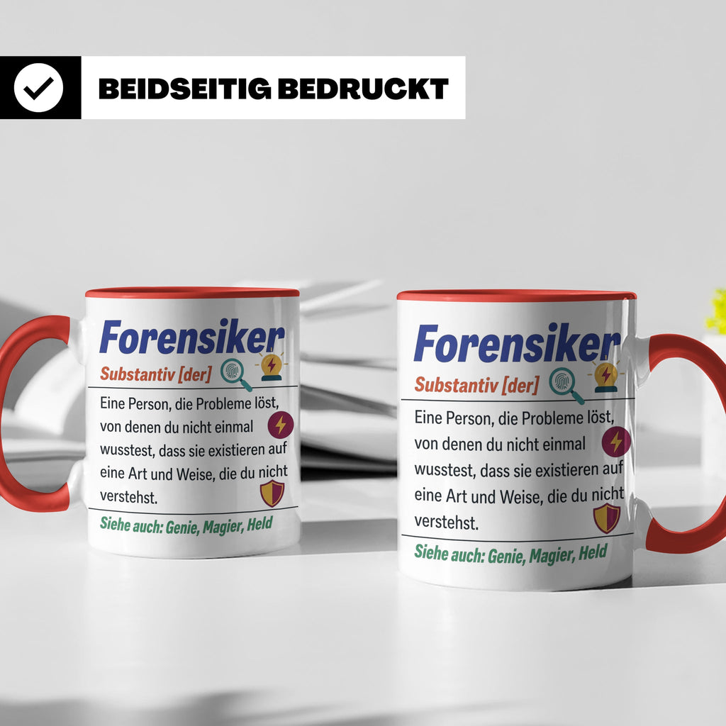 Forensiker Tasse mit lustiger Definition, Geschenk für Krimi – Rot [farbe:rot]