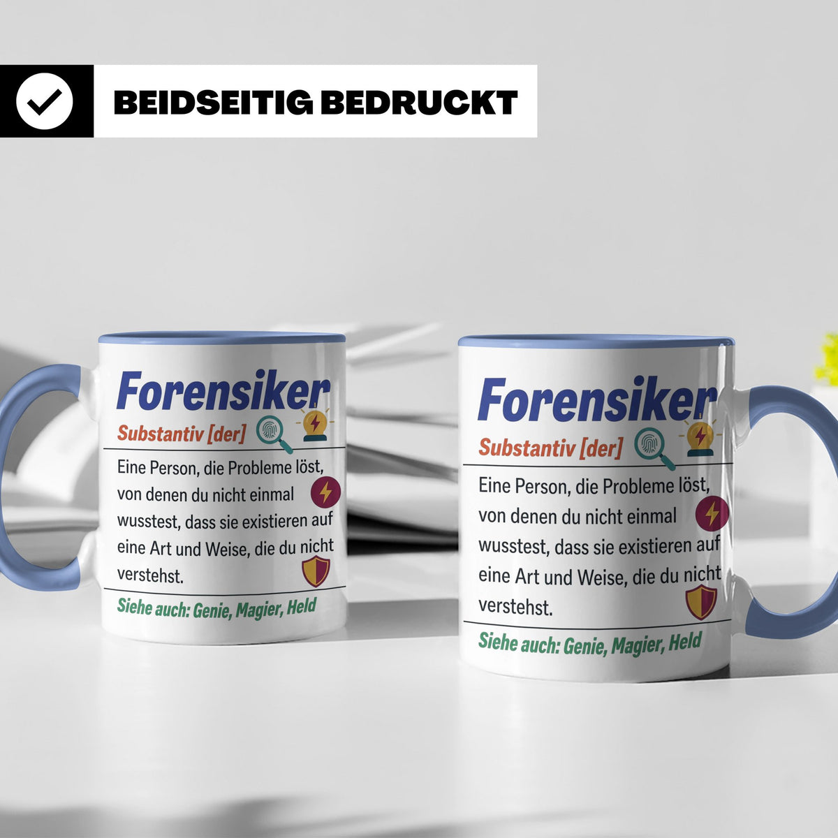 Forensiker Tasse mit lustiger Definition, Geschenk für Krimi – Blau [farbe:blau]