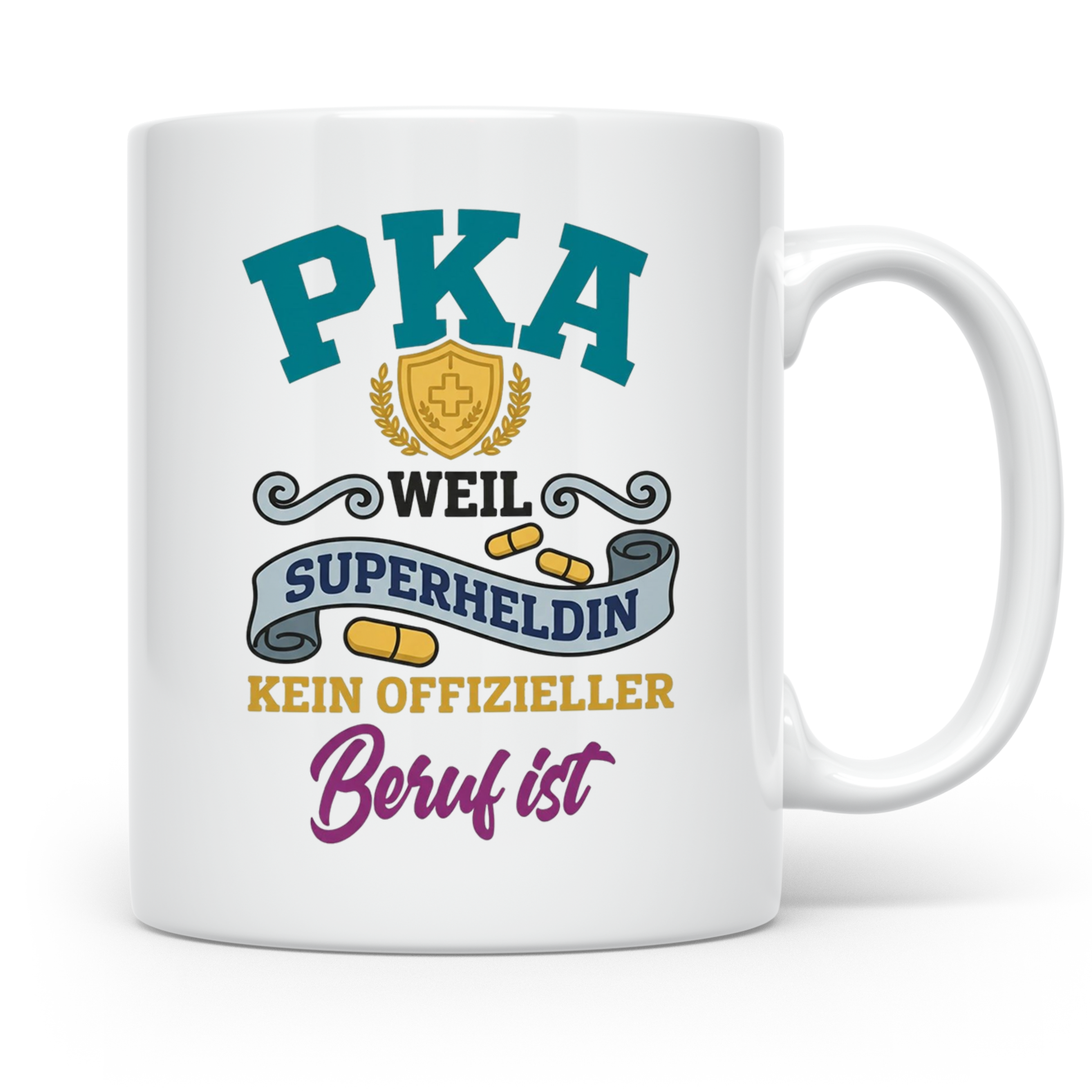 PKA Tasse Superheldin Geschenk für Pharmazeutisch-kaufmännis – Weiß [farbe:weiß]