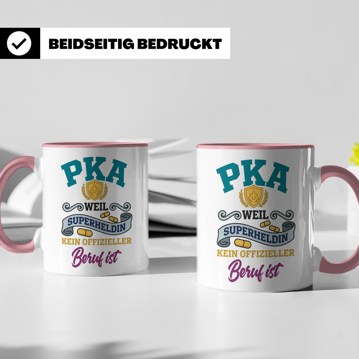PKA Tasse Superheldin Geschenk für Pharmazeutisch-kaufmännis – Rosa [farbe:rosa]