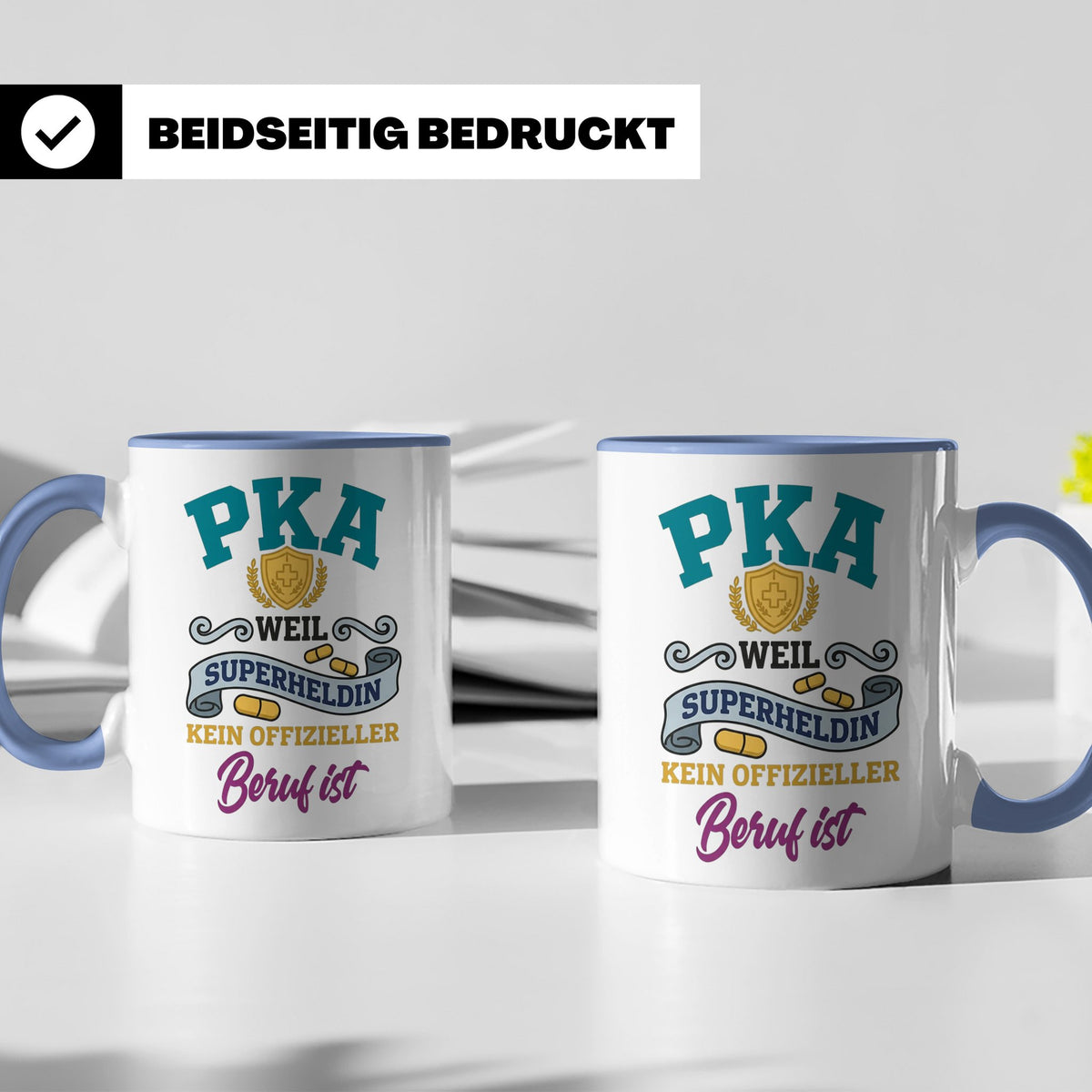PKA Tasse Superheldin Geschenk für Pharmazeutisch-kaufmännis – Blau [farbe:blau]