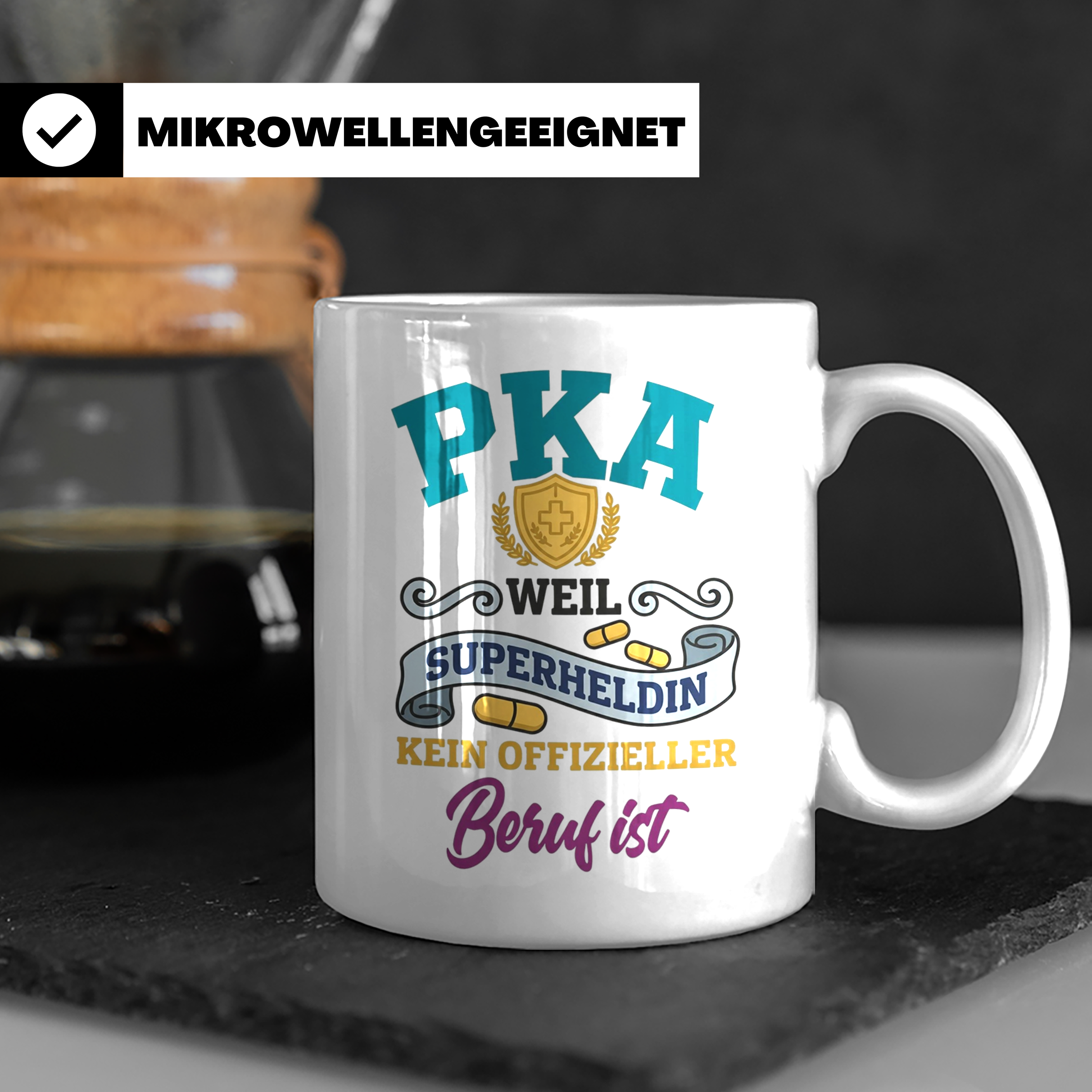 PKA Tasse Superheldin Geschenk für Pharmazeutisch-kaufmännis – Weiß [farbe:weiß]