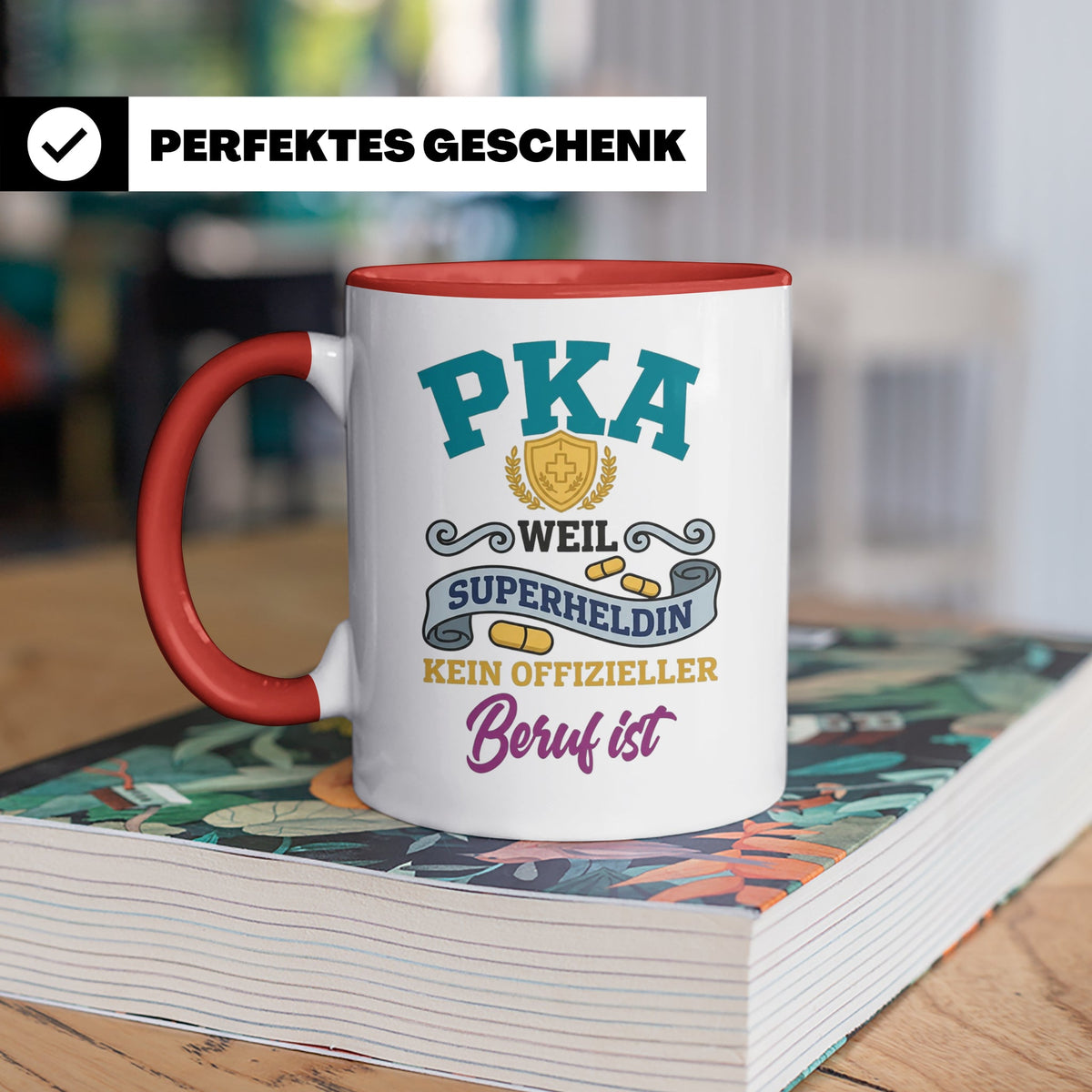 PKA Tasse Superheldin Geschenk für Pharmazeutisch-kaufmännis – Rot [farbe:rot]