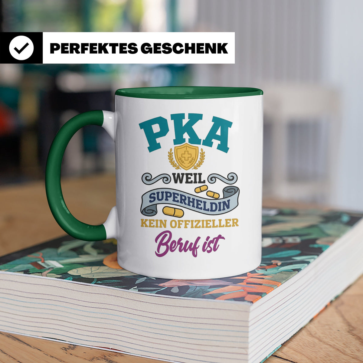 PKA Tasse Superheldin Geschenk für Pharmazeutisch-kaufmännis – Grün [farbe:grün]