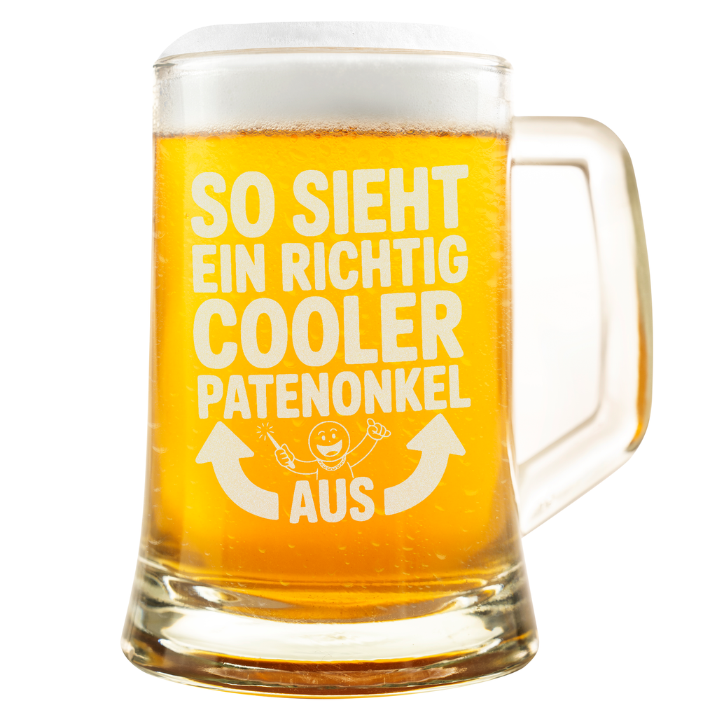 Cooler Patenonkel Bierkrug – Lustiges Geschenk für Patenonkel, Geburtstag, Weihnachten, Spaßgeschenk für Männer & Familie