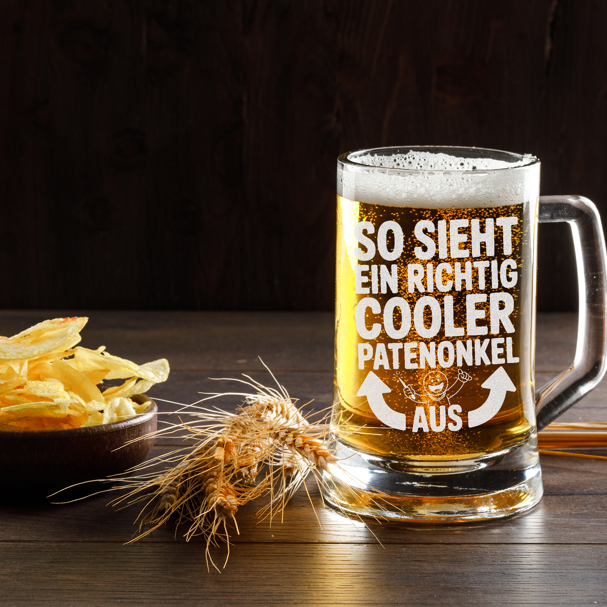 Cooler Patenonkel Bierkrug – Lustiges Geschenk für Patenonkel, Geburtstag, Weihnachten, Spaßgeschenk für Männer & Familie