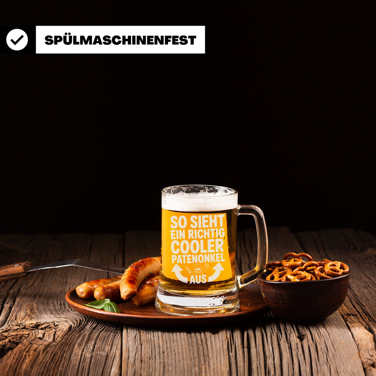 Cooler Patenonkel Bierkrug – Lustiges Geschenk für Patenonkel, Geburtstag, Weihnachten, Spaßgeschenk für Männer & Familie