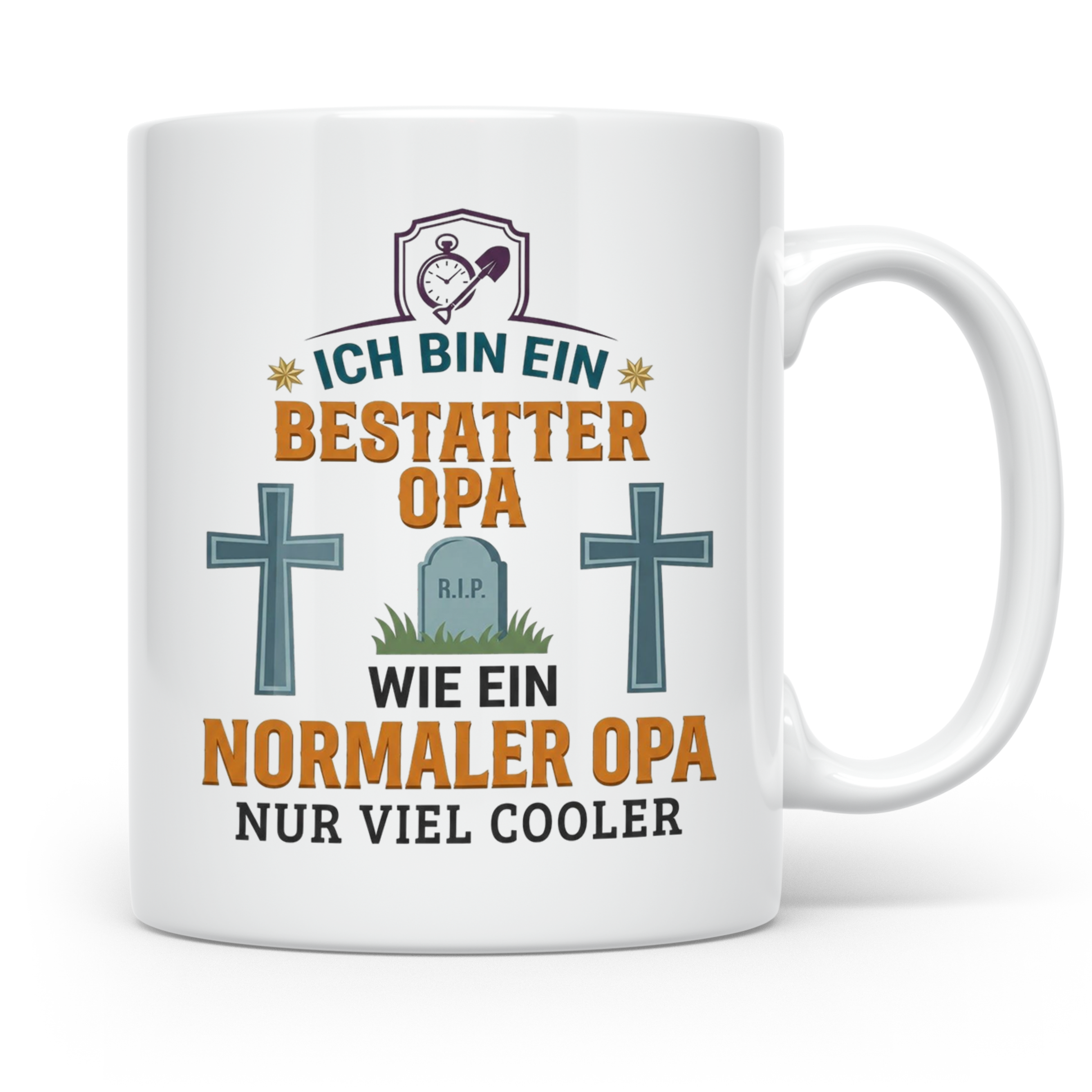 Bestatter Opa Tasse mit Spruch 'Viel Cooler' Geschenk für Gr – Weiß [farbe:weiß]