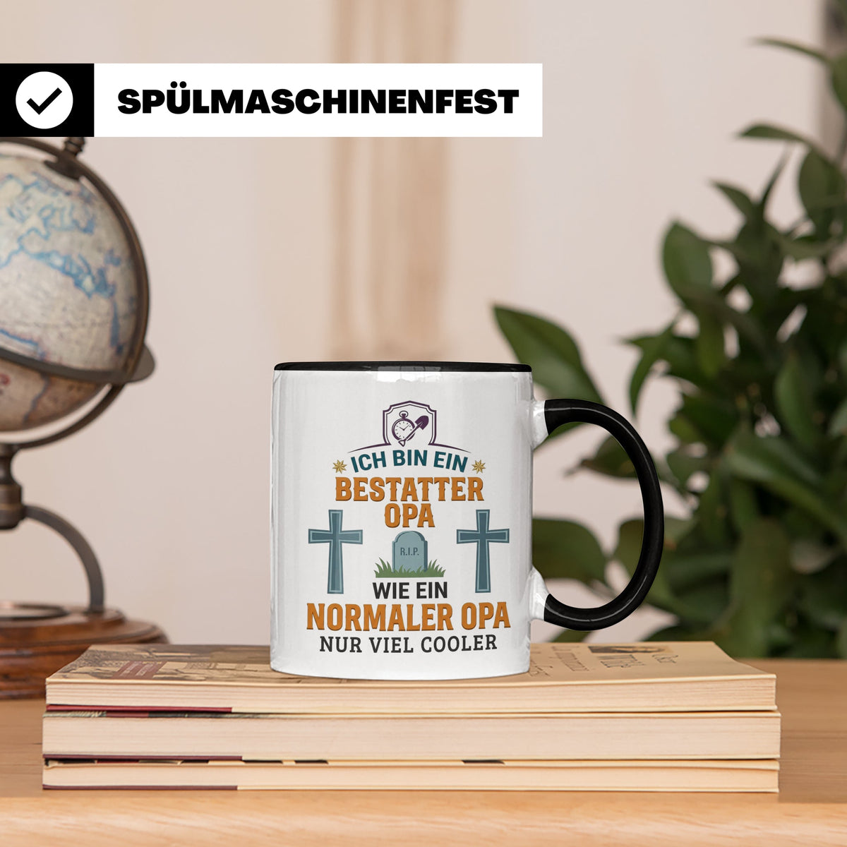 Bestatter Opa Tasse mit Spruch 'Viel Cooler' Geschenk für Gr – Schwarz [farbe:schwarz]