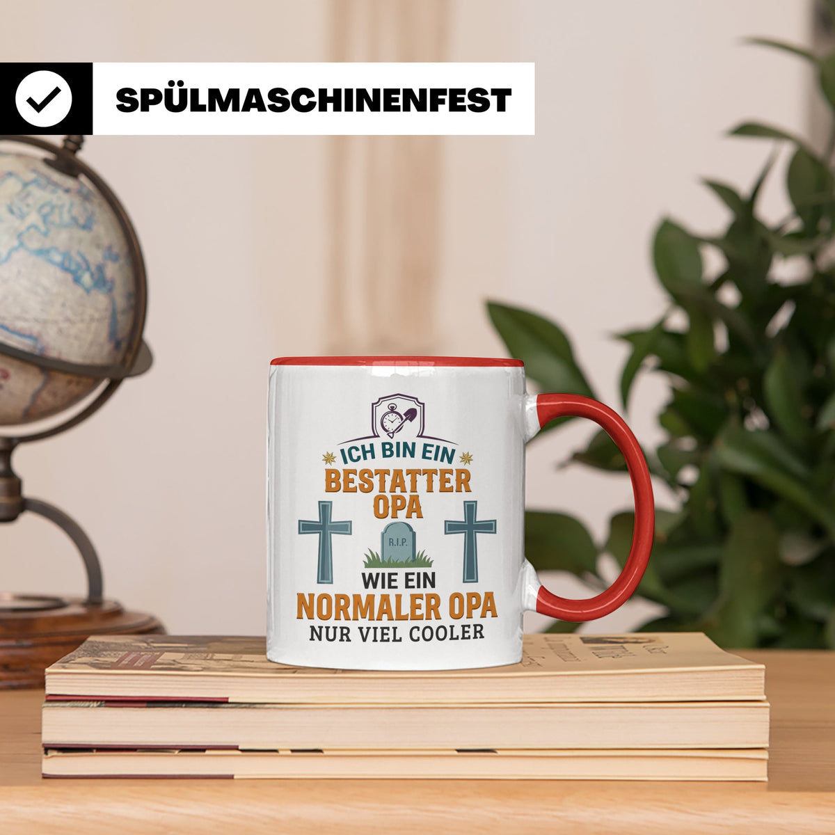 Bestatter Opa Tasse mit Spruch 'Viel Cooler' Geschenk für Gr – Rot [farbe:rot]