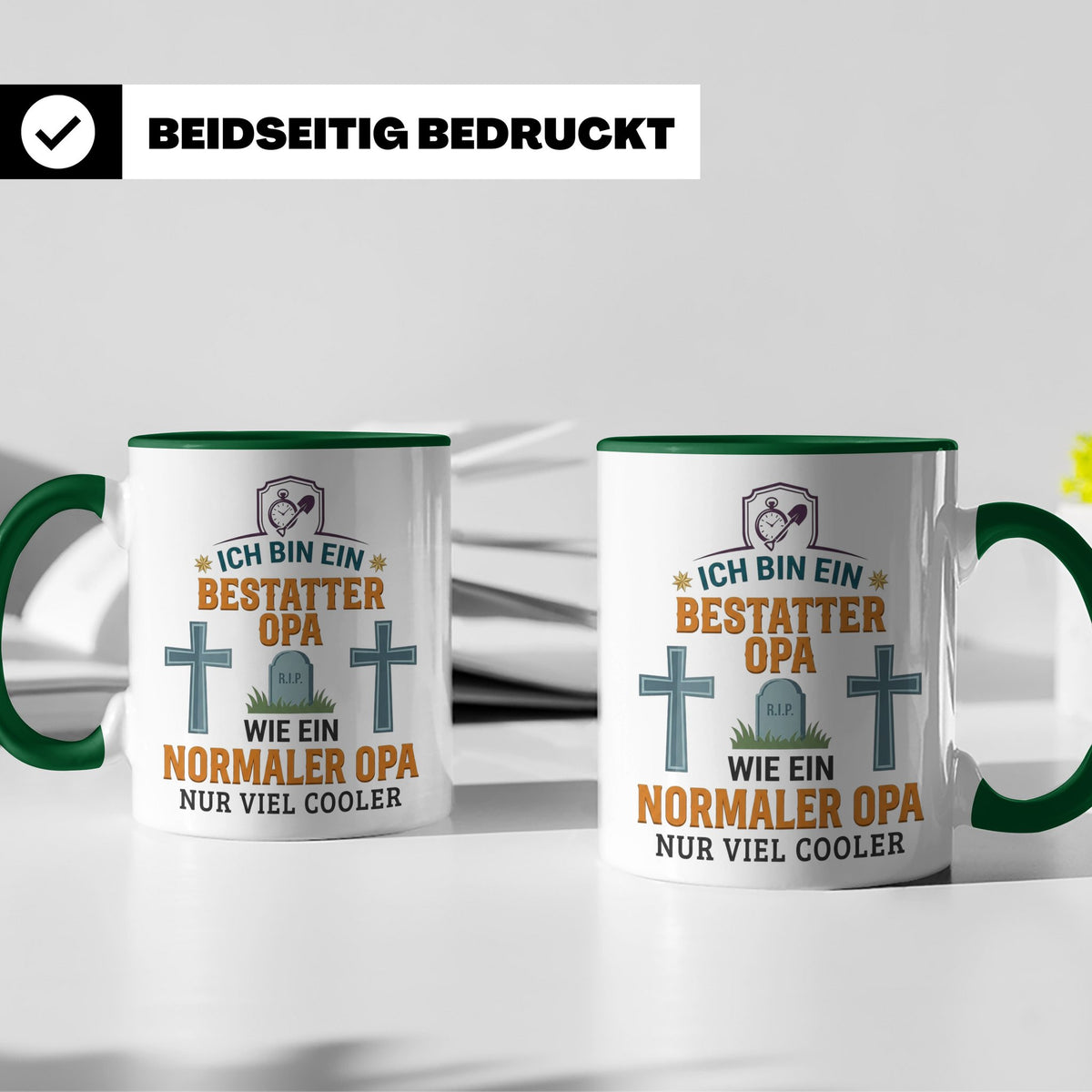 Bestatter Opa Tasse mit Spruch 'Viel Cooler' Geschenk für Gr – Grün [farbe:grün]