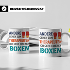 Boxen Tasse mit Spruch Andere gehen zum Therapeuten | Lustig – Weiß [farbe:weiß]