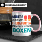 Boxen Tasse mit Spruch Andere gehen zum Therapeuten | Lustig – Rosa [farbe:rosa]