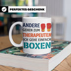 Boxen Tasse mit Spruch Andere gehen zum Therapeuten | Lustig – Weiß [farbe:weiß]