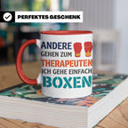 Boxen Tasse mit Spruch Andere gehen zum Therapeuten | Lustig – Rot [farbe:rot]