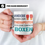 Boxen Tasse mit Spruch Andere gehen zum Therapeuten | Lustig – Weiß [farbe:weiß]