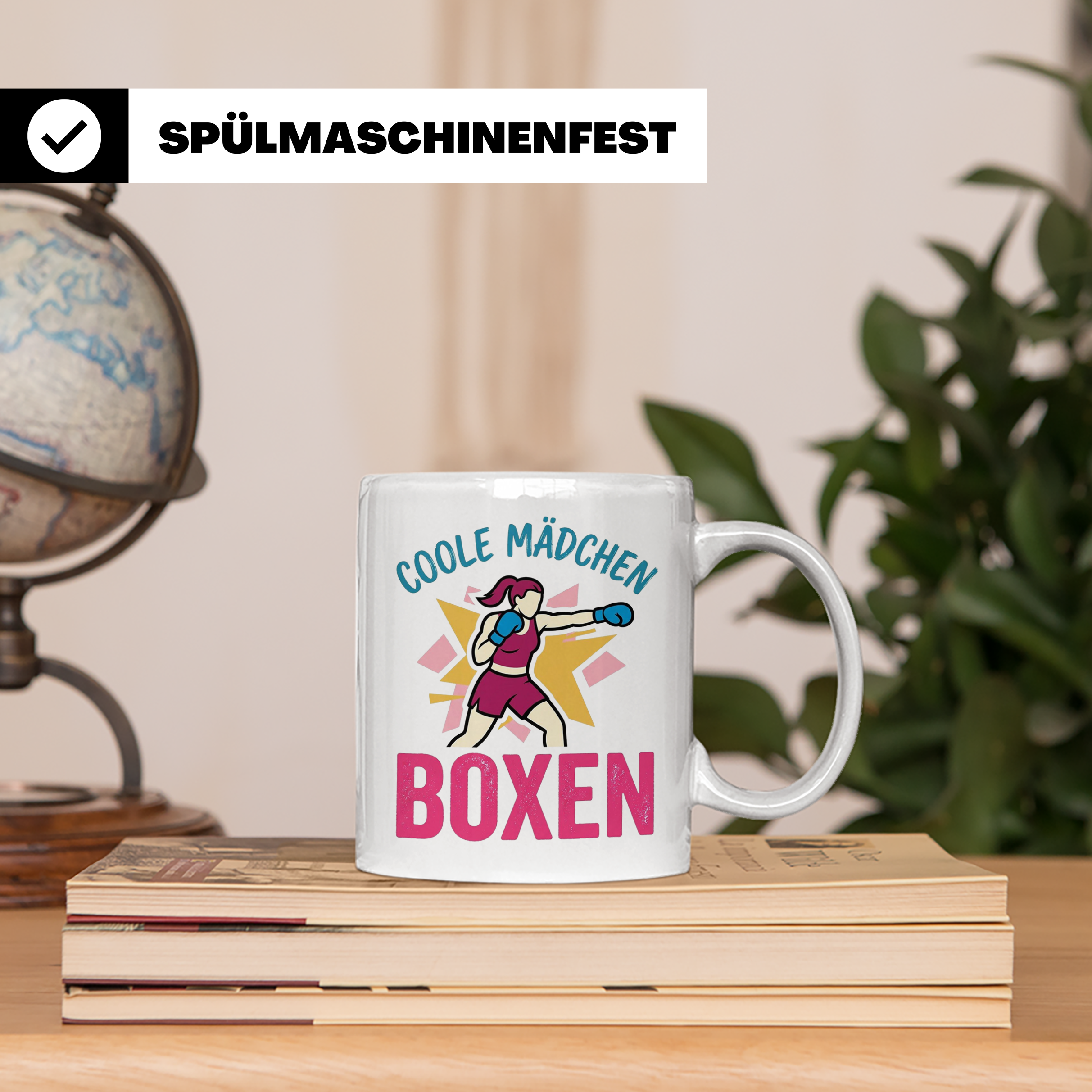 Boxerin Tasse mit Spruch 'Coole Mädchen boxen' Geschenk für  – Weiß [farbe:weiß]