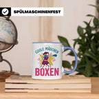 Boxerin Tasse mit Spruch 'Coole Mädchen boxen' Geschenk für  – Blau [farbe:blau]