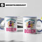 Boxerin Tasse mit Spruch 'Coole Mädchen boxen' Geschenk für  – Blau [farbe:blau]