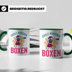 Boxerin Tasse mit Spruch 'Coole Mädchen boxen' Geschenk für  – Grün [farbe:grün]