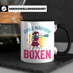 Boxerin Tasse mit Spruch 'Coole Mädchen boxen' Geschenk für  – Schwarz [farbe:schwarz]