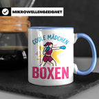 Boxerin Tasse mit Spruch 'Coole Mädchen boxen' Geschenk für  – Blau [farbe:blau]