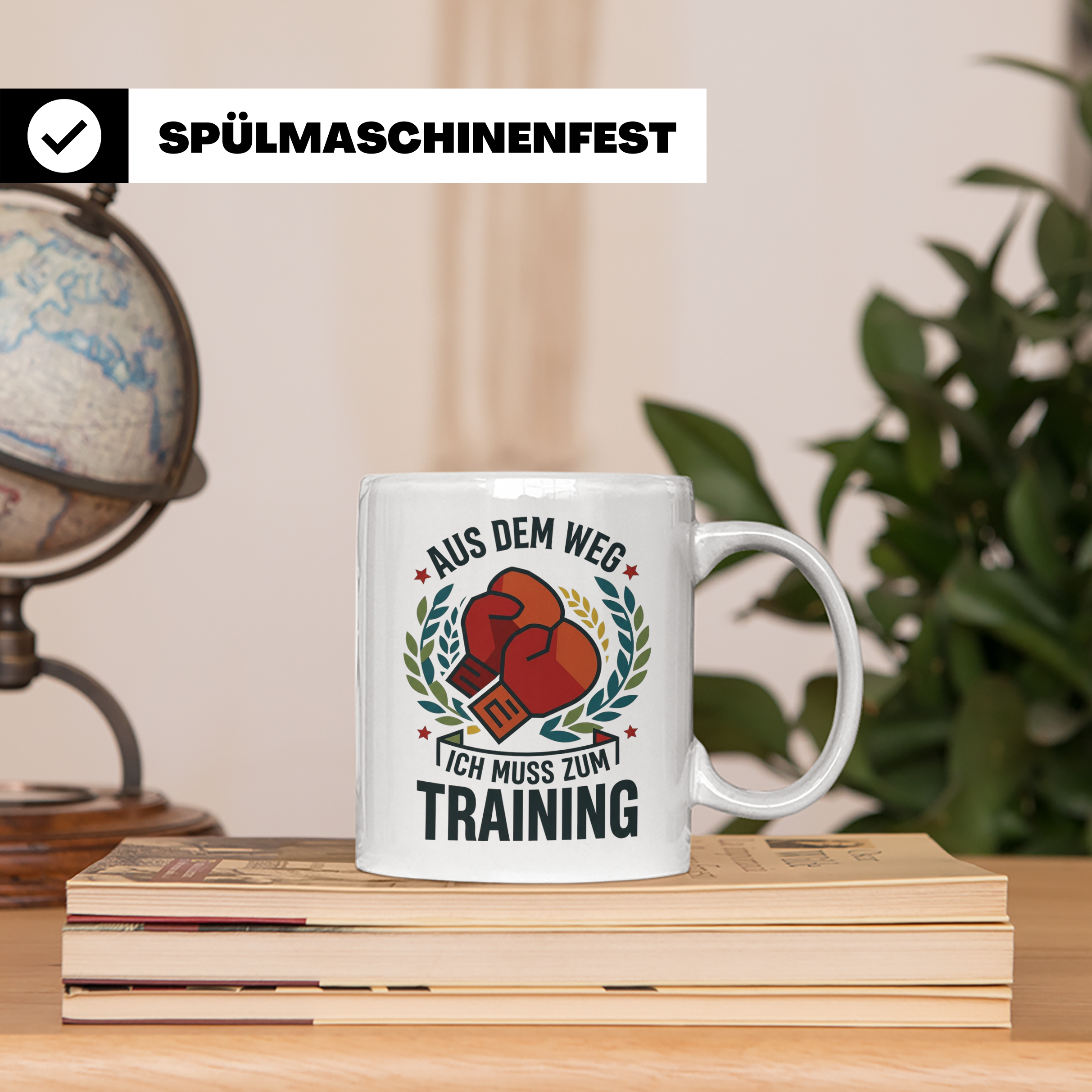Boxer Tasse Aus dem Weg ich muss zum Training, Geschenk für  – Weiß [farbe:weiß]