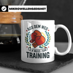 Boxer Tasse Aus dem Weg ich muss zum Training, Geschenk für  – Weiß [farbe:weiß]