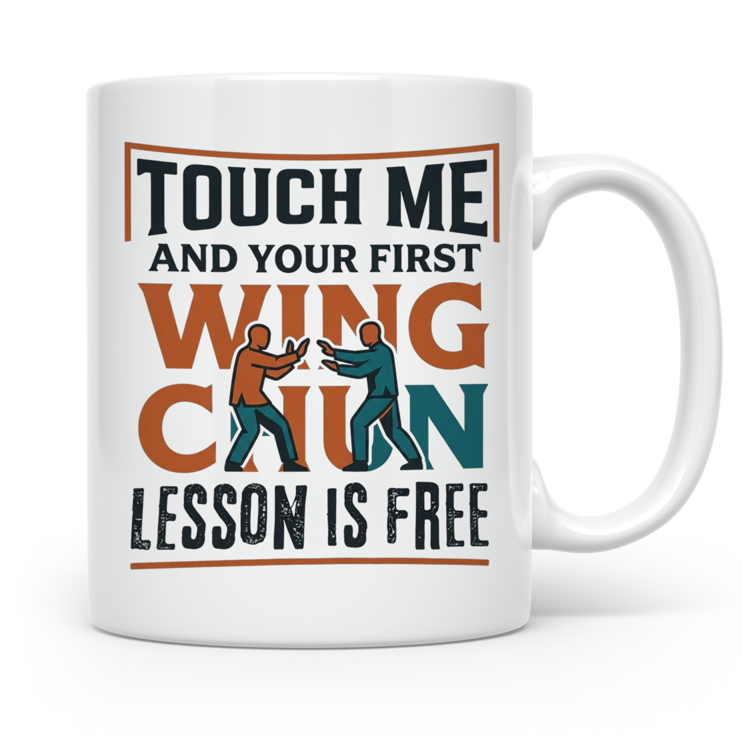 Wing Chun Tasse mit Spruch 'First Lesson is Free' Kampfsport – Weiß [farbe:weiß]