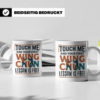 Wing Chun Tasse mit Spruch 'First Lesson is Free' Kampfsport – Weiß [farbe:weiß]