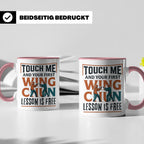Wing Chun Tasse mit Spruch 'First Lesson is Free' Kampfsport – Rosa [farbe:rosa]