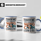 Wing Chun Tasse mit Spruch 'First Lesson is Free' Kampfsport – Blau [farbe:blau]