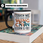 Wing Chun Tasse mit Spruch 'First Lesson is Free' Kampfsport – Schwarz [farbe:schwarz]