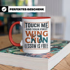 Wing Chun Tasse mit Spruch 'First Lesson is Free' Kampfsport – Rot [farbe:rot]