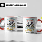 Fahrrad Tasse mit Spruch Geheime Waffe gegen teuren Sprit |  – Rot [farbe:rot]