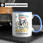 Fahrrad Tasse mit Spruch Geheime Waffe gegen teuren Sprit |  – Blau [farbe:blau]
