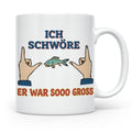 Angler Tasse mit Spruch Ich schwöre er war so groß | Lustige – Weiß [farbe:weiß]