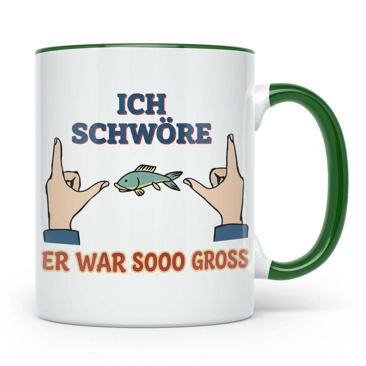 Angler Tasse mit Spruch Ich schwöre er war so groß | Lustige – Grün [farbe:grün]