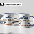 Angler Tasse mit Spruch Ich schwöre er war so groß | Lustige – Blau [farbe:blau]