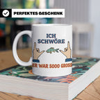 Angler Tasse mit Spruch Ich schwöre er war so groß | Lustige – Weiß [farbe:weiß]