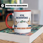 Angler Tasse mit Spruch Ich schwöre er war so groß | Lustige – Rot [farbe:rot]