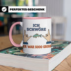 Angler Tasse mit Spruch Ich schwöre er war so groß | Lustige – Rosa [farbe:rosa]