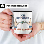 Angler Tasse mit Spruch Ich schwöre er war so groß | Lustige – Schwarz [farbe:schwarz]