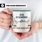 Angler Tasse mit Spruch Ich schwöre er war so groß | Lustige – Grün [farbe:grün]