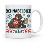 Schnabelbier Tasse mit Schnabeltier im Ugly Sweater, lustige – Weiß [farbe:weiß]