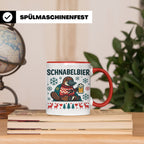 Schnabelbier Tasse mit Schnabeltier im Ugly Sweater, lustige – Rot [farbe:rot]